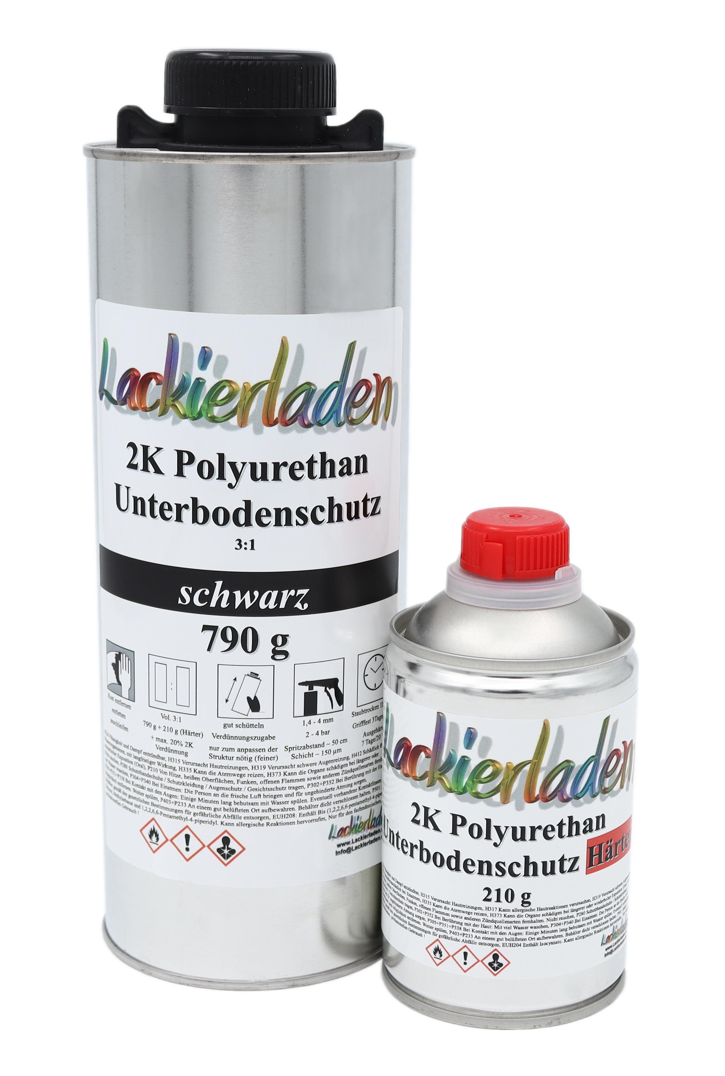 2K Polyurethan Unterbodenschutz schwarz inkl. Härter 3:1 790 g + 210 g | UBS 2 K