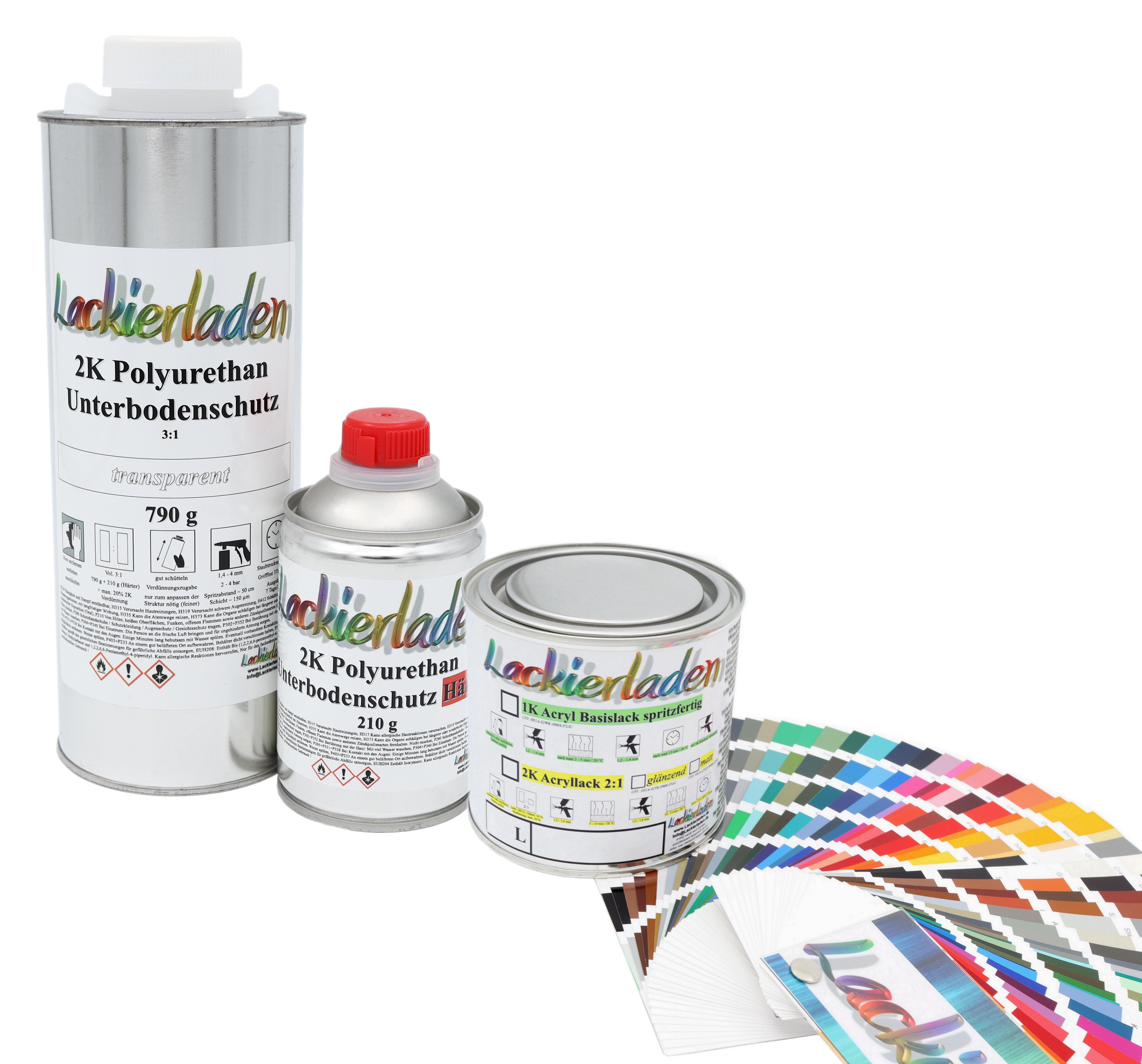 2K Polyurethan Unterbodenschutz Farbcode inkl. Härter 3:1 790 g + 210 g + 100 g