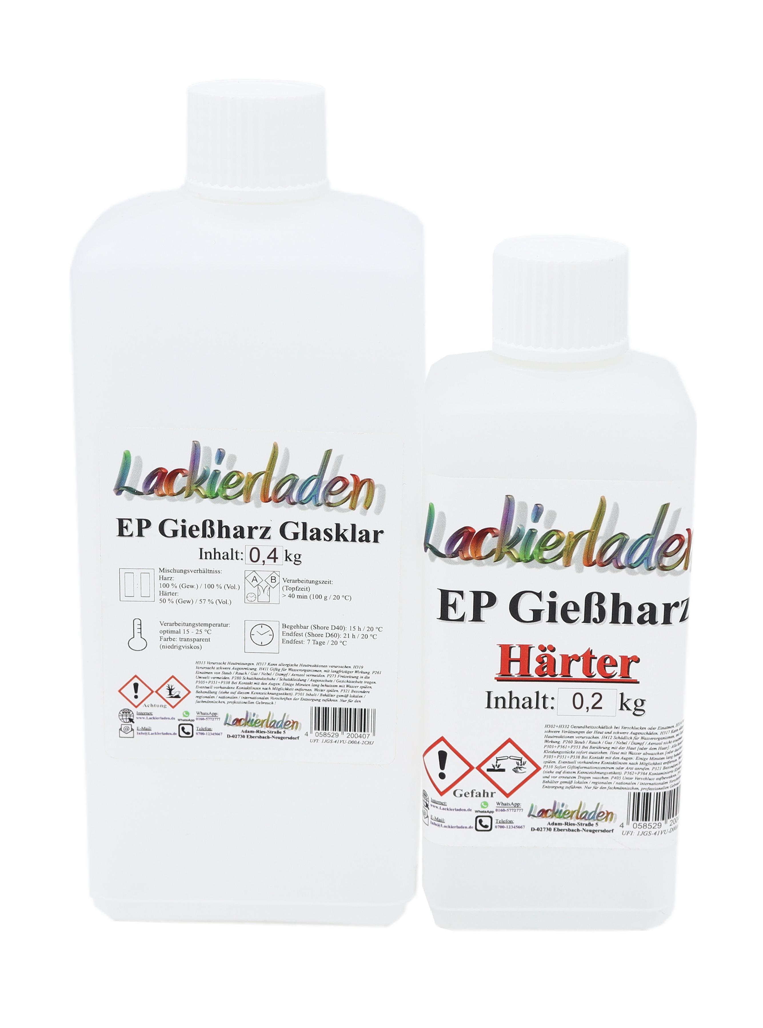 EP Epoxidharz glasklar 0,6 kg inkl. Härter Gießharz Resin Epoxy 400 g + 200 g