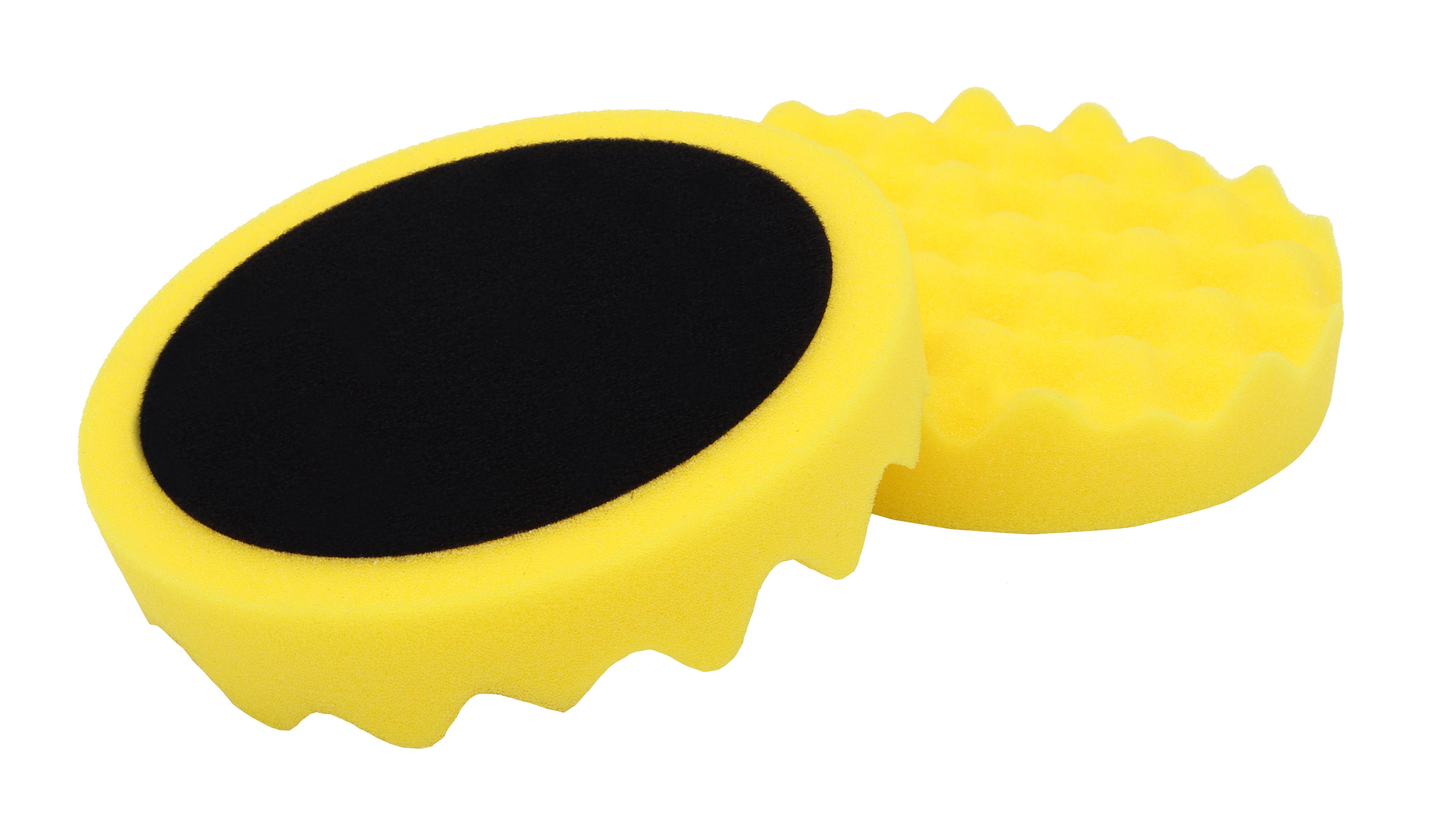 Polierschwamm gewaffelt 150 mm x 25 mm (gelb) klett | Schwamm weich polieren