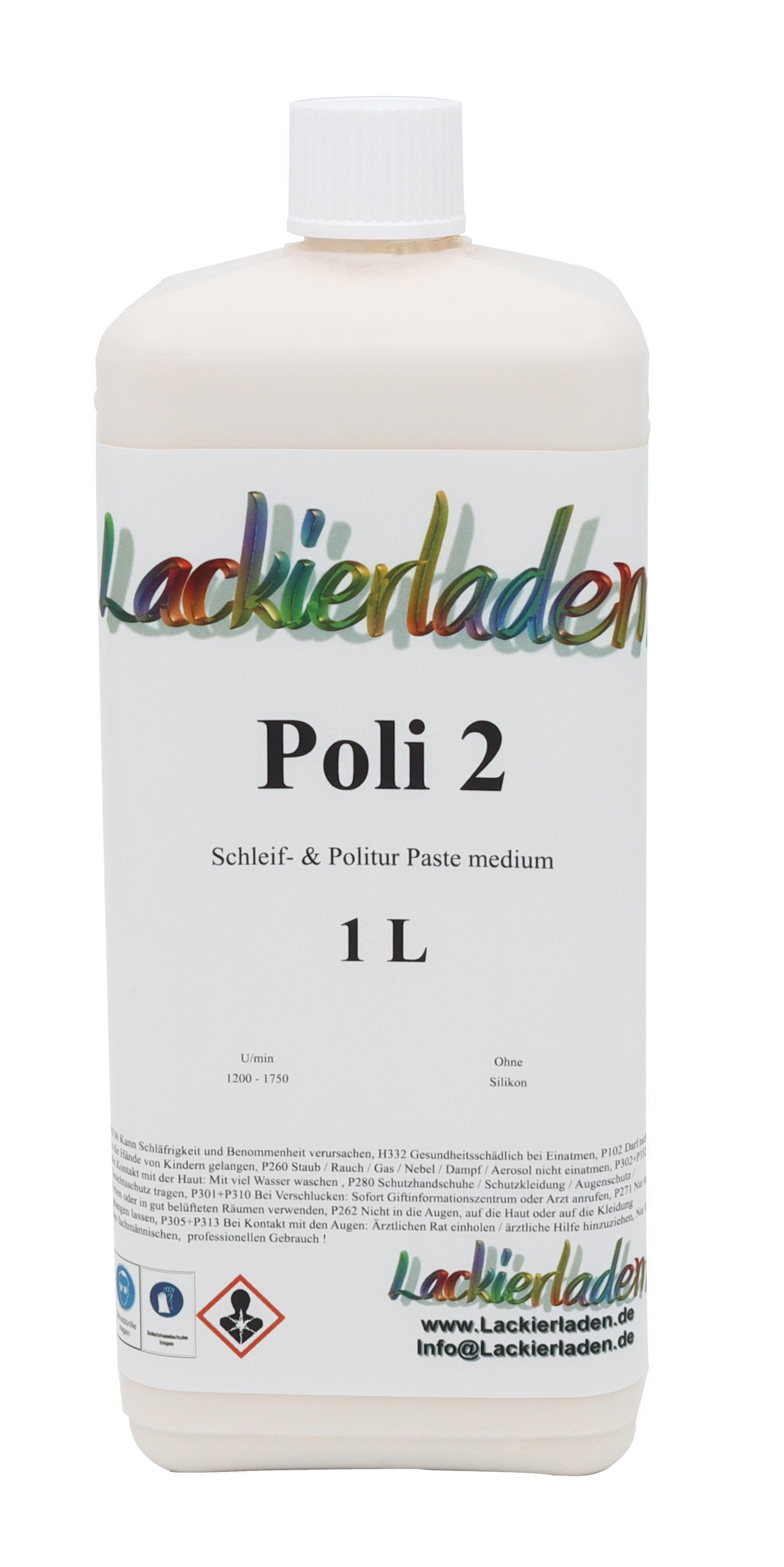 Poli 2 Schleif- & Politur Paste medium 1,0 L | Polierpaste Schleifpaste polieren 1L