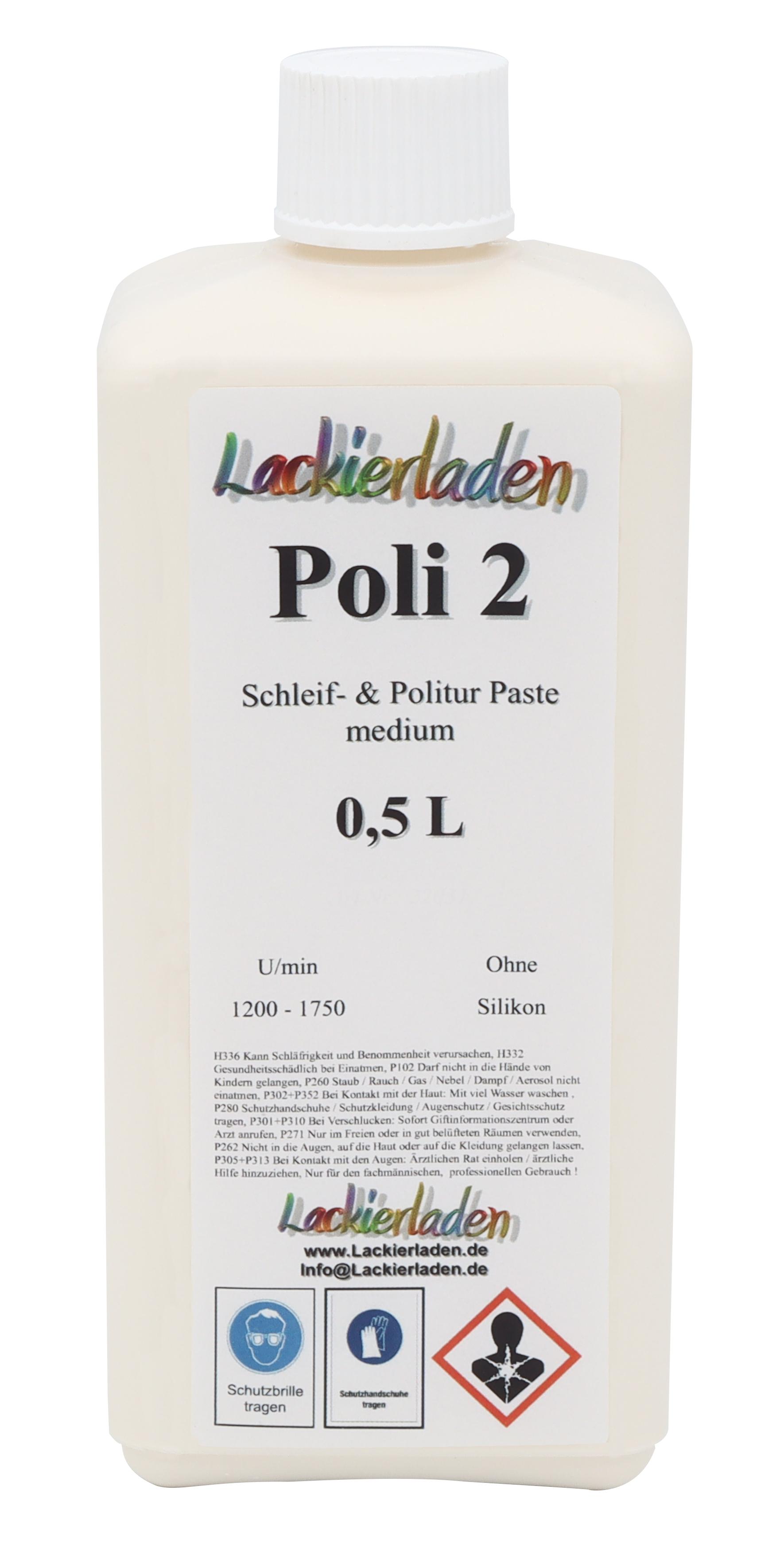Poli 2 Schleif- & Politur Paste medium 0,5 L | Polierpaste Schleifpaste polieren