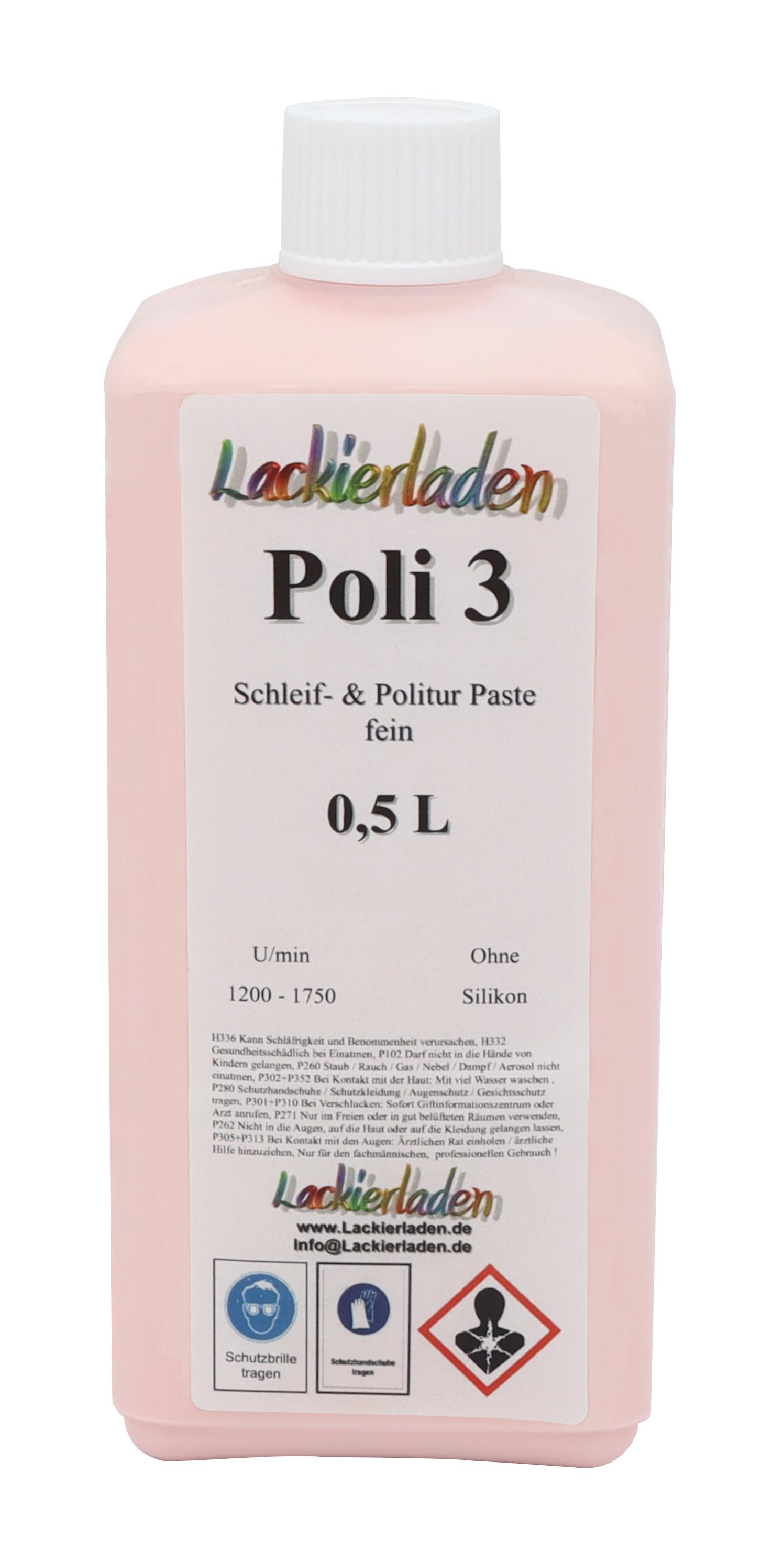 Poli 3 Schleif- & Politur Paste grob 0,5 L | Polierpaste Schleifpaste polieren