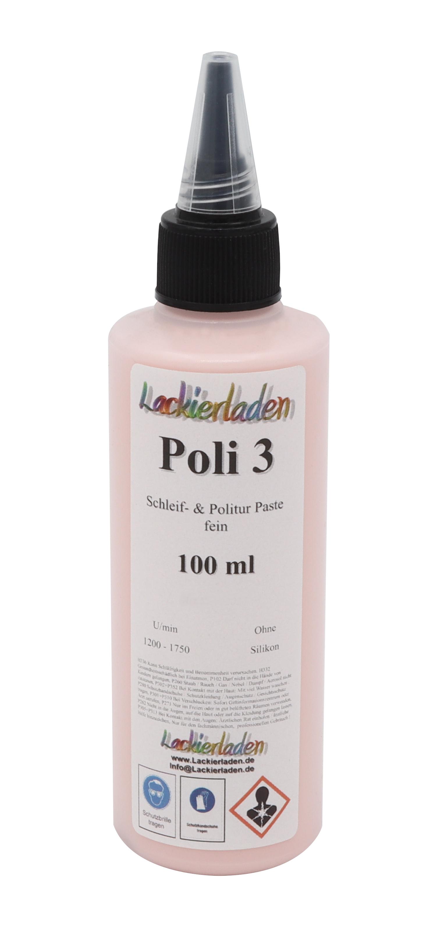 Poli 3 Schleif- & Politur Paste medium 100 ml | Polierpaste Schleifpaste polieren