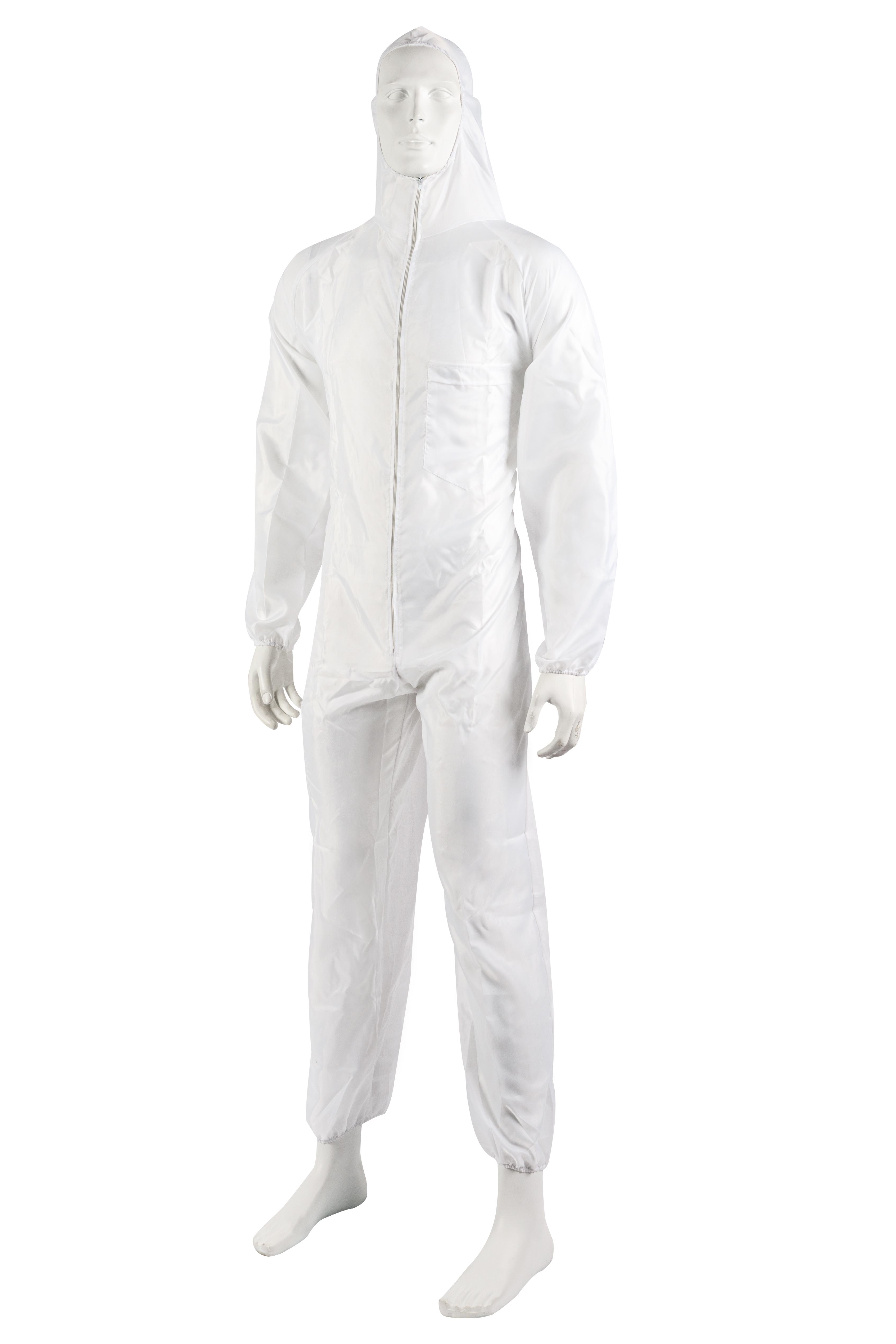 Lackieranzug Nylon-Baumwolle weiß mit Kapuze Größe XL wiederverwendbar | Anzug lackieren schützen Lack