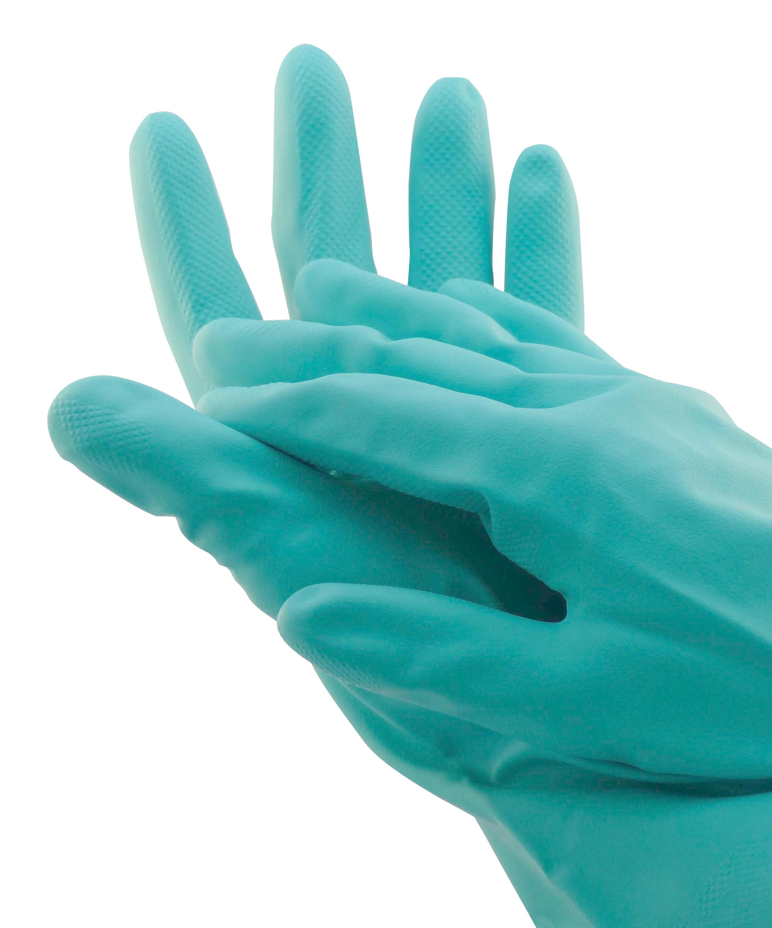Grüne Mehrweg Nitril Handschuhe Größe L 2 Stück (1 Paar) | Lack schützen Hände