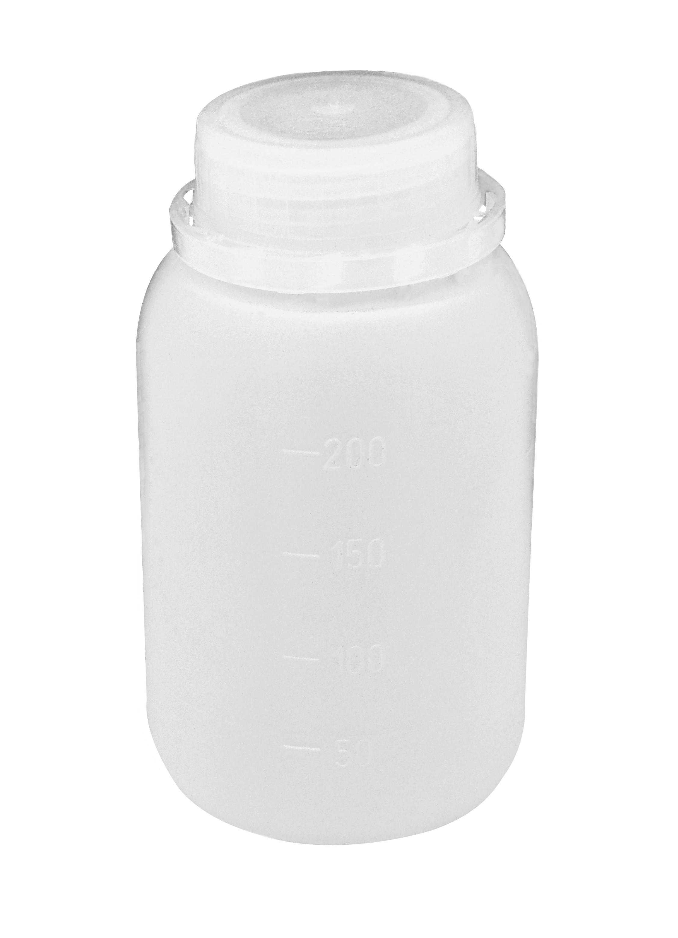 Plastikflasche (HDPE) mit Skala inkl. Deckel 0,25 L | Flasche Kunststoff mischen abfüllen
