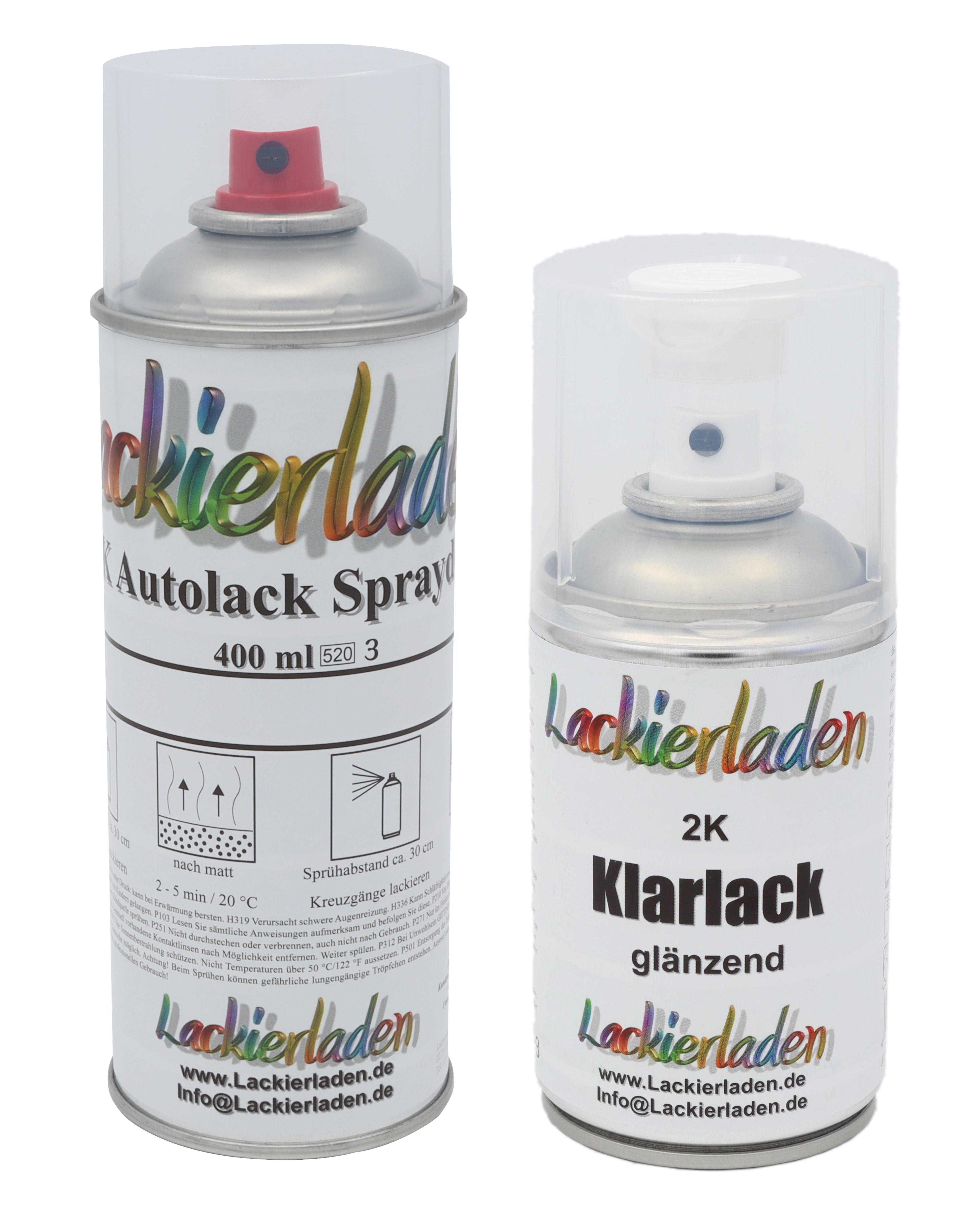 SET Autolack nach Formel in Spraydose (2K Klarlack) 1 x 400 ml + 1 x 250 ml | 400 ml Wunschlack, 250 ml 2K Klarlack