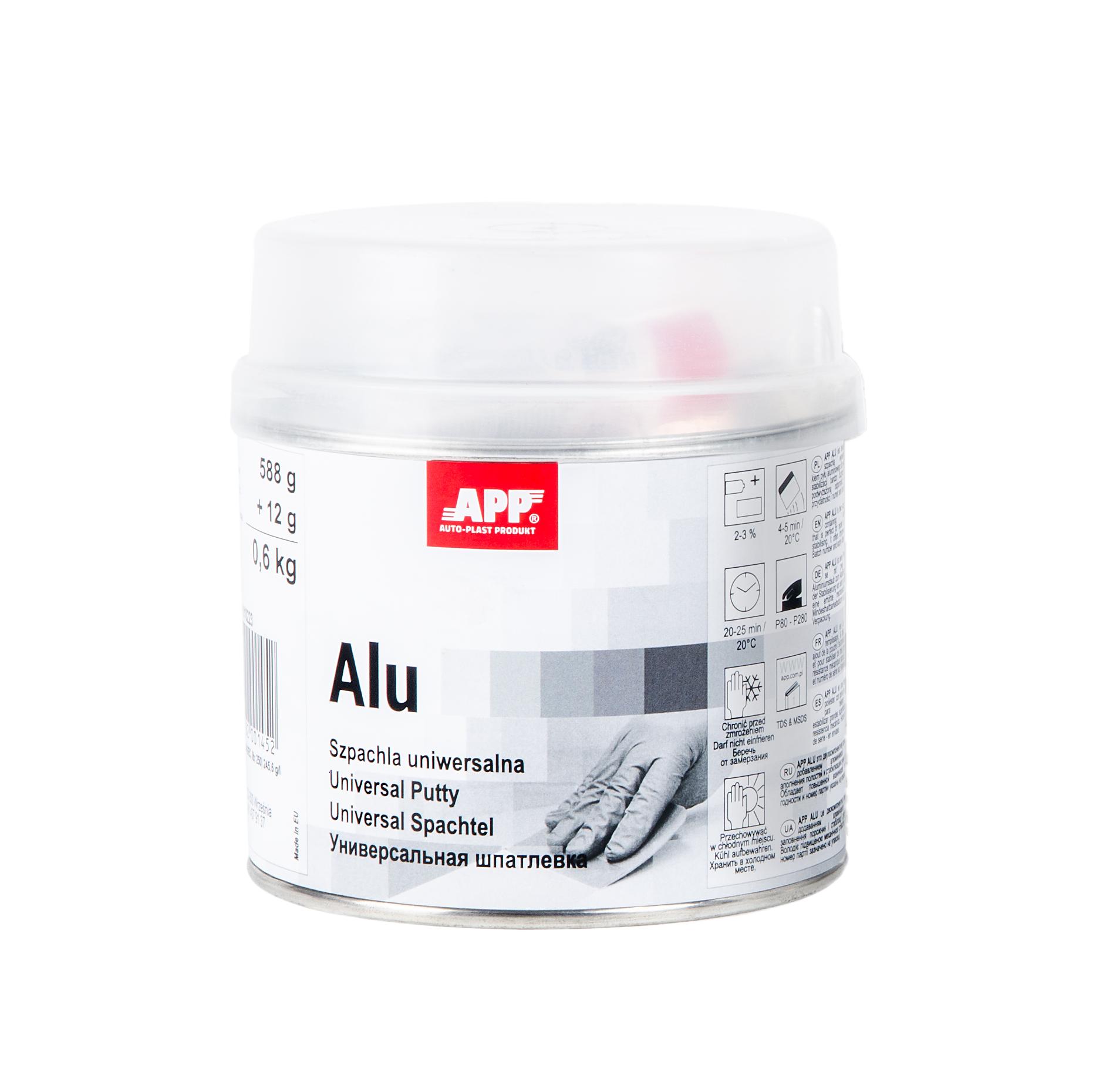 APP 010223 Alu Poly Plast - Aluspachtel mit Härter 0,6 kg | Aluminium Spachtel Metallspachtel Spachtelmasse