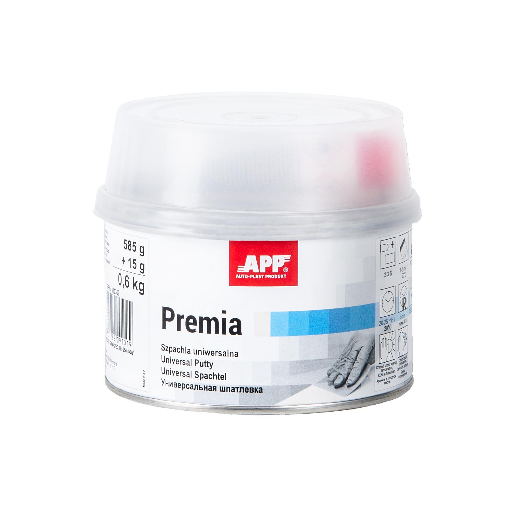 APP 010309 Premia - Universalspachtel mit Härter 0,6 kg | Füllspachtel Spachtelmasse Autospachtel