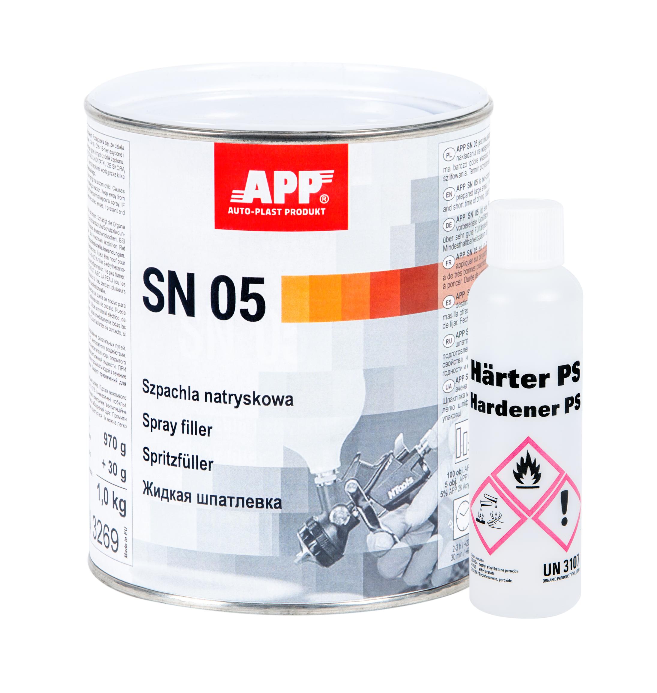APP 010501 SN 05 - Spritzspachtel mit Härter 1,0 kg | Spritzfüller Polyesterspachtel Autospachtel Grundierung