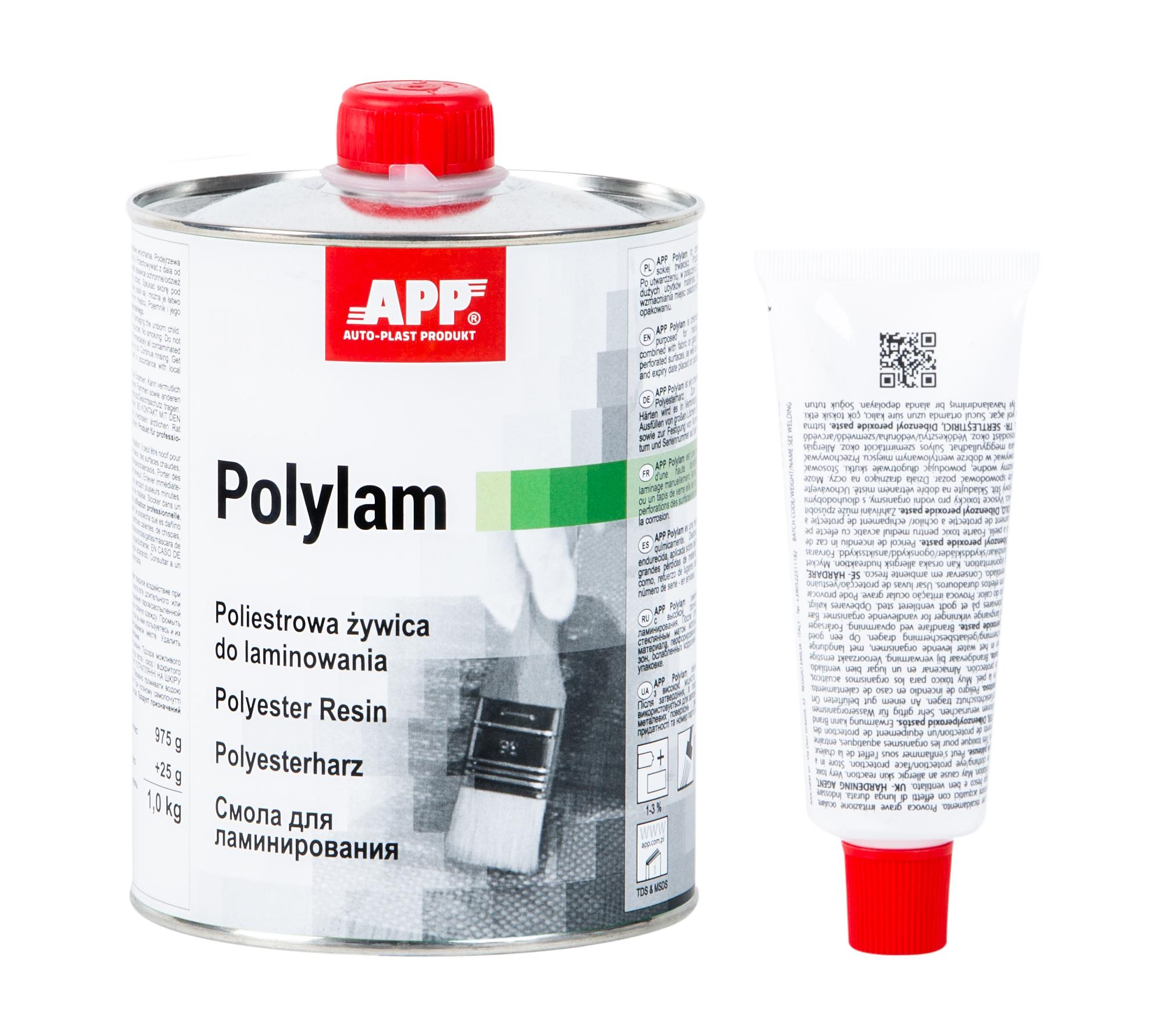 APP 010801 Polylam - Polyester Harz zur Laminierung mit Härter 1,0 L | Polyesterharz GFK laminieren reparieren 1000 ml