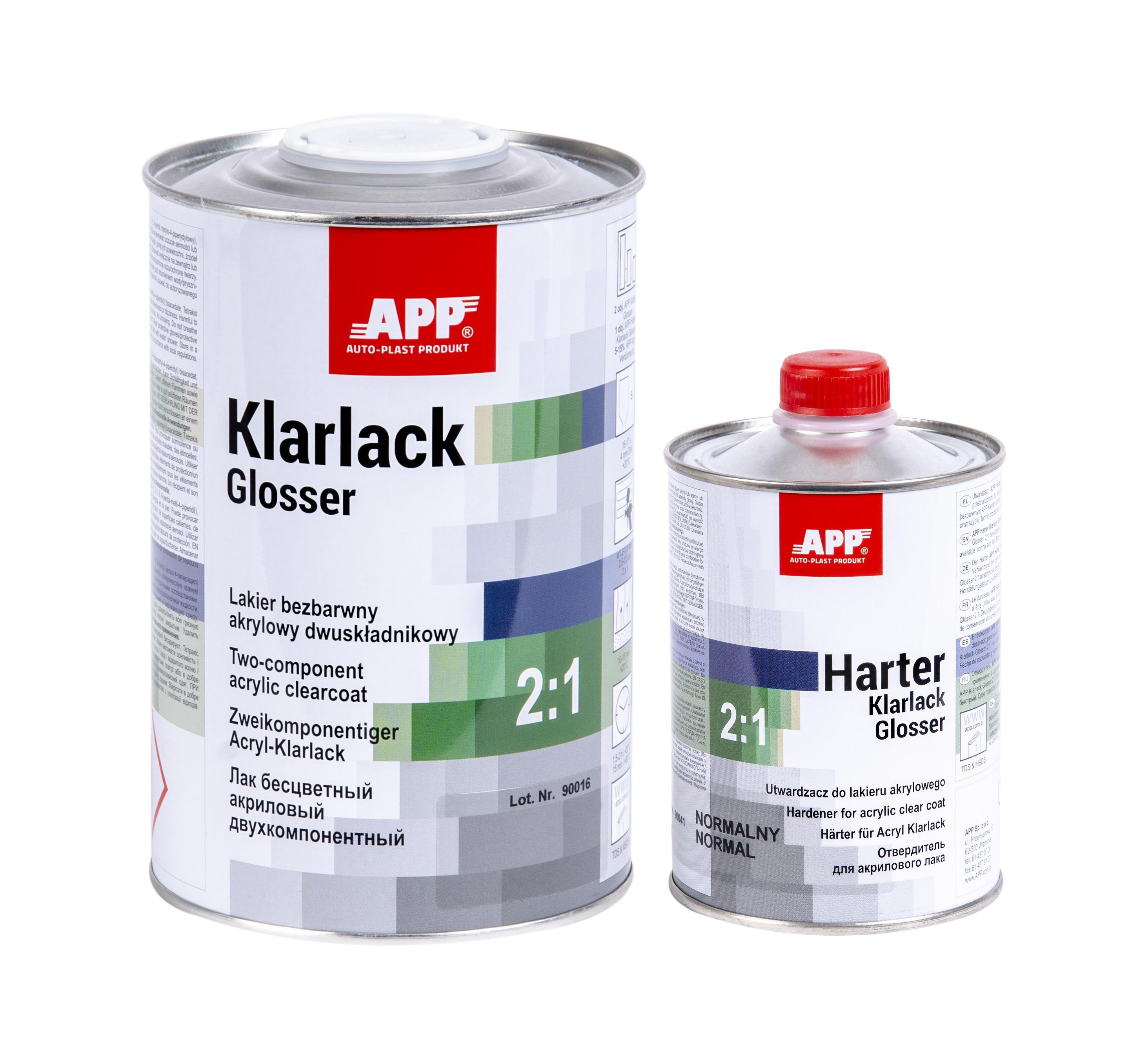 SET APP 020121+020350 HS Klarlack Glosser 2:1 Härter normal 1,5 L | 1,0 L Klarlack 0,5 L Härter