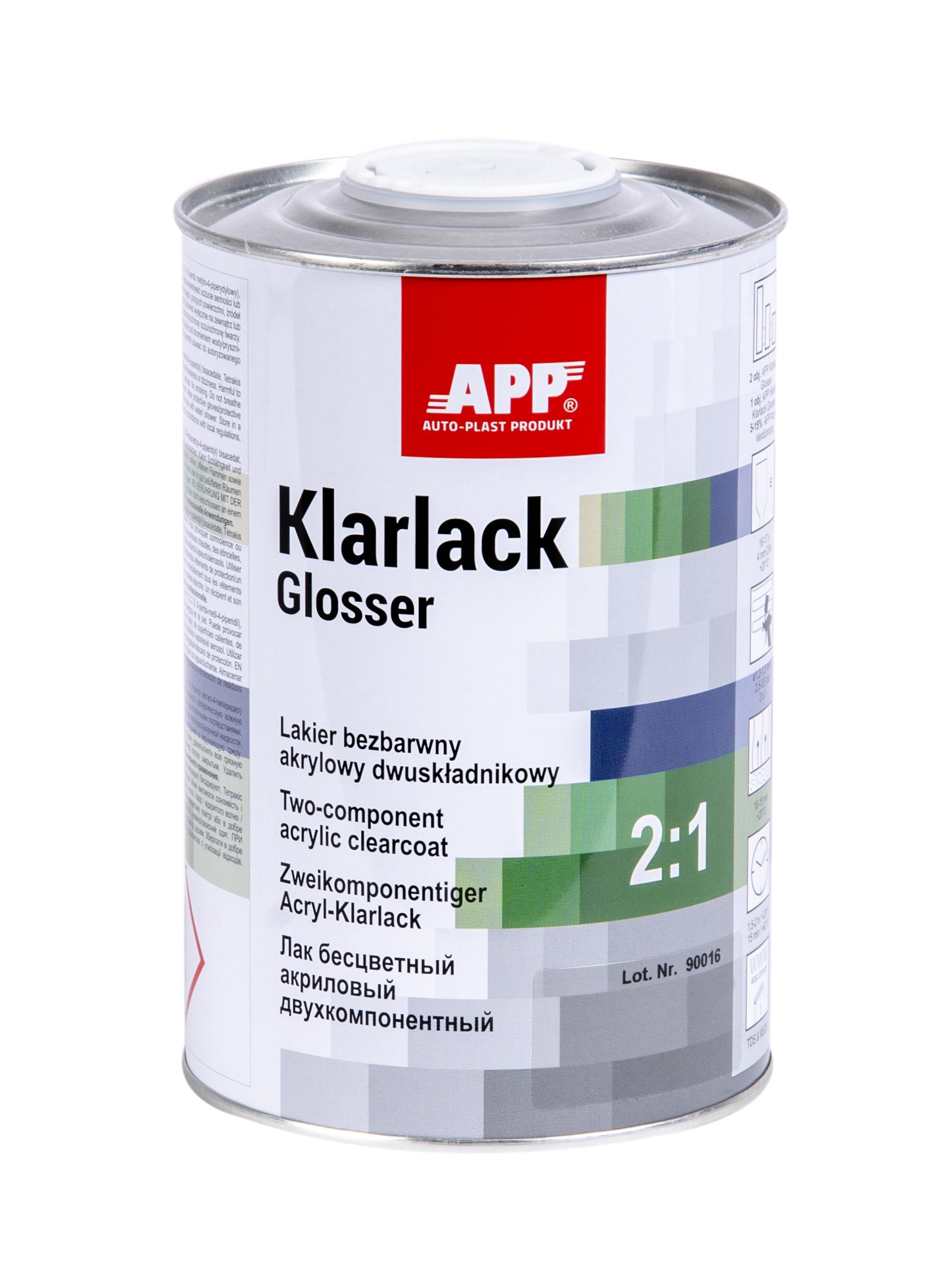 APP 020121 Klarlack Glosser 2:1 - 2K Acrylklarlack transparent 1,0 L | Clearcoat Lack transparent 2K-Klarlack
