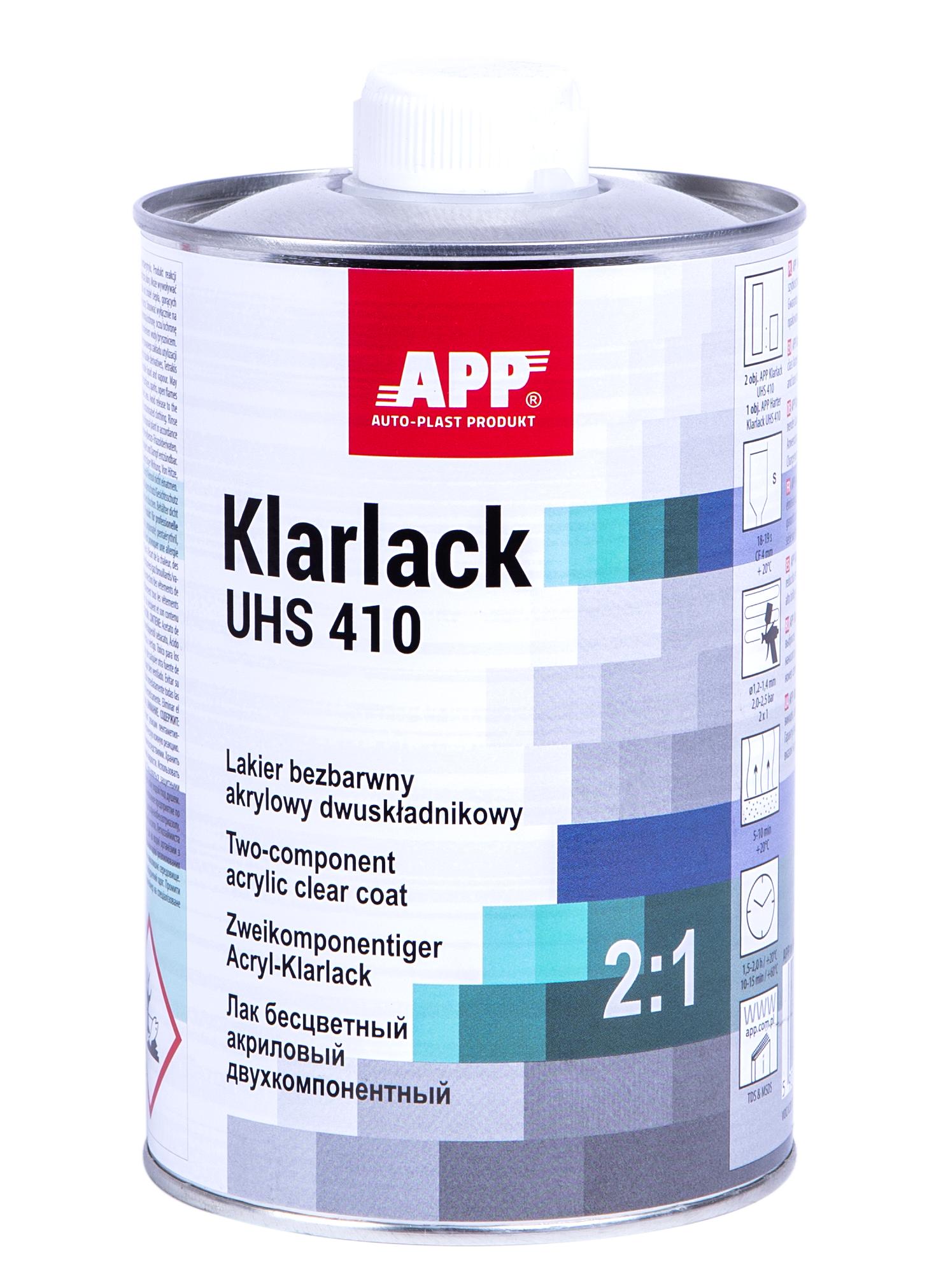 APP 020137 UHS Klarlack 410 Acryl Klarlack 2:1 transparent 1,0 L | Clearcoat Lack transparent 2K-Klarlack