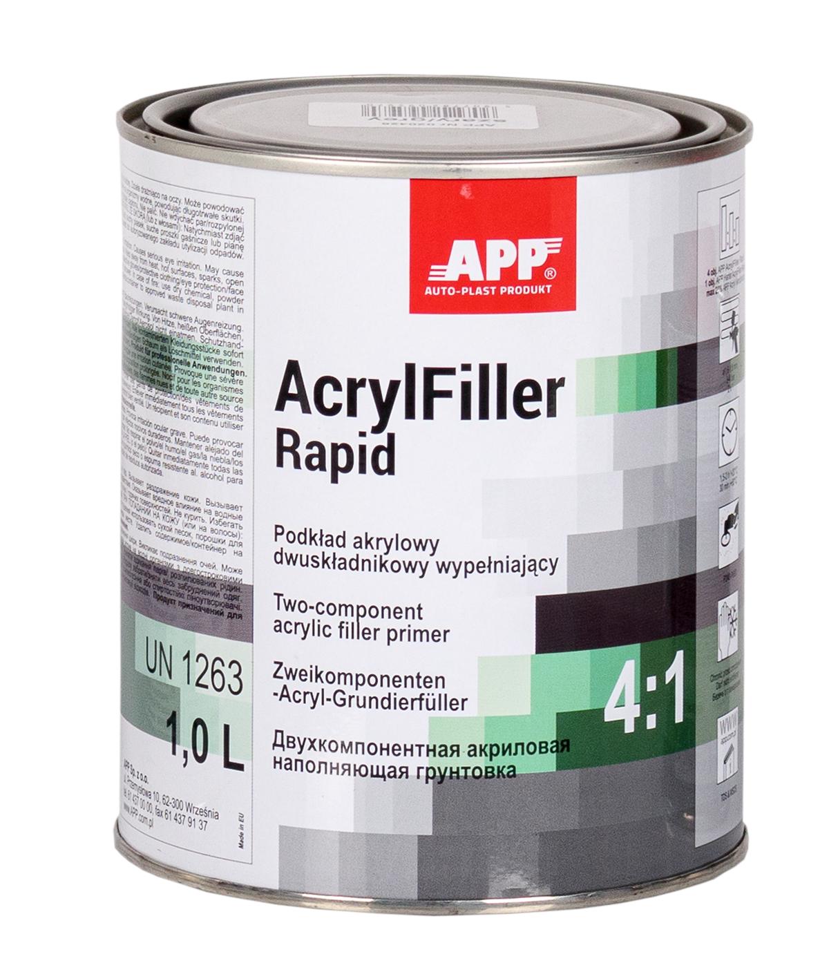 APP 020426 RAPID Acrylfüller, 2K HS Grundierung 4:1 grau 1,0 L | schnell Füller Primer Dickschichtfüller grey
