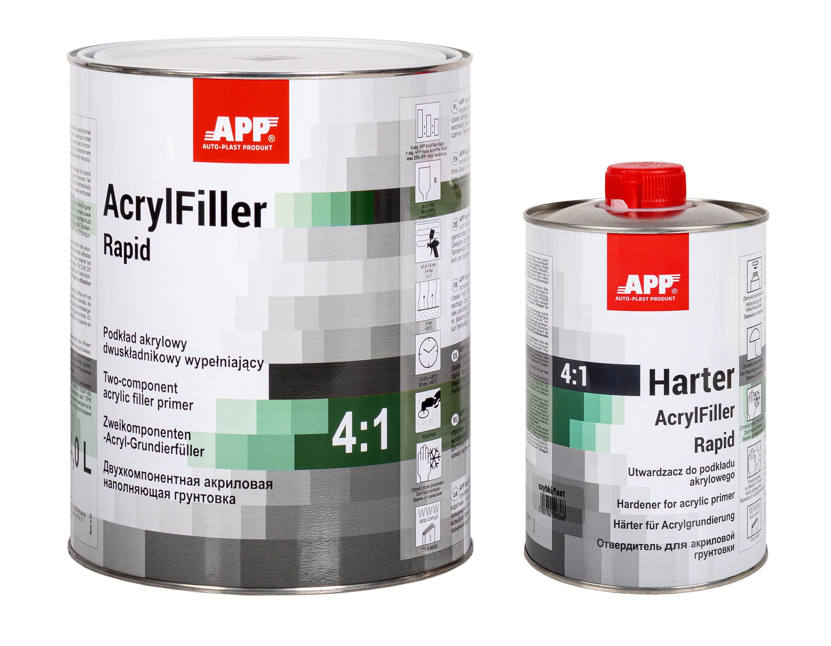 SET APP 020429+020531 HS Rapid Acrylfiller 4:1 grau inkl. Härter 5,0 L | Grundierung Füller Primer