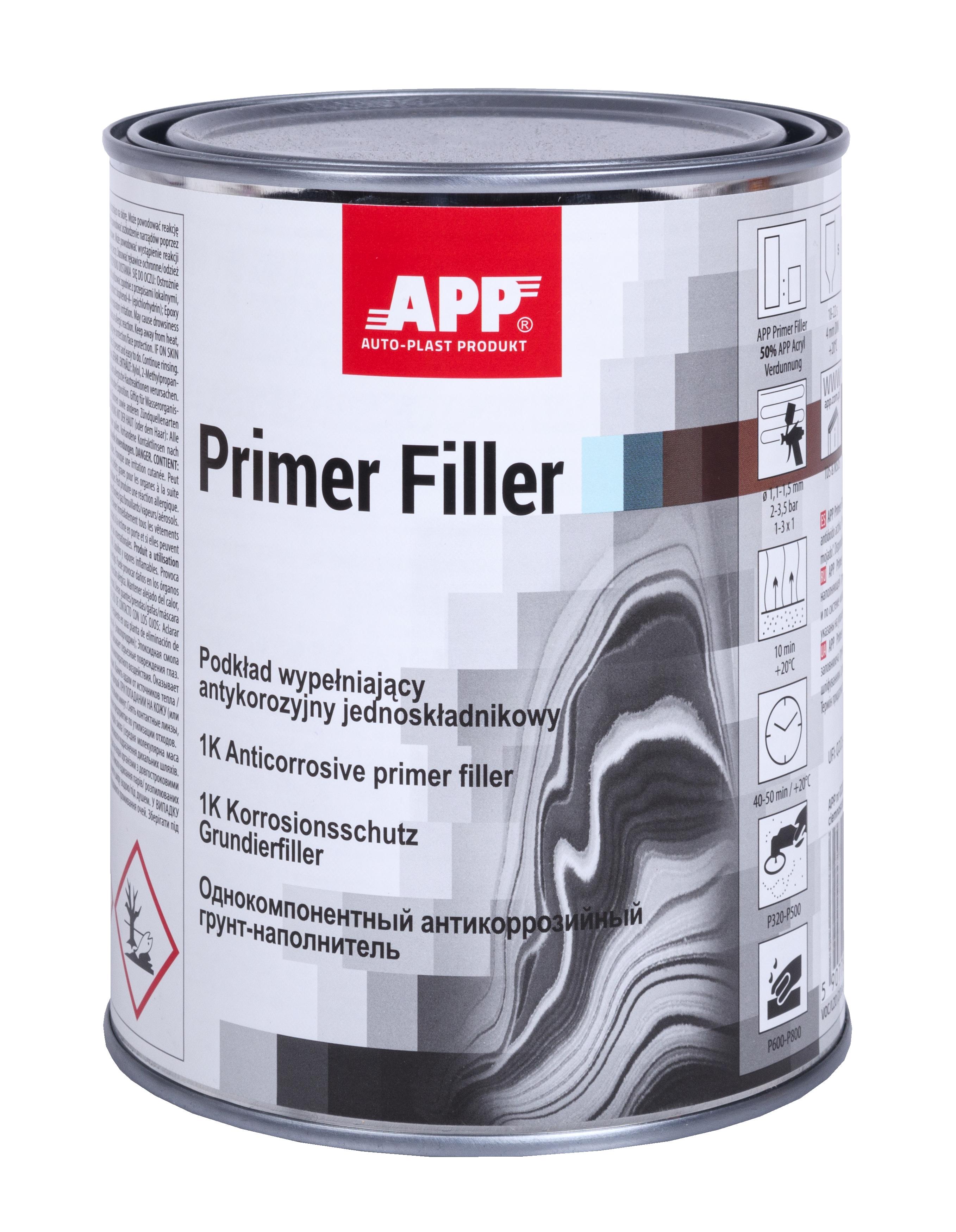 APP 020710 Primer Filler - Antikorrosion 1K Füllgrundierung dunkelgrau 1,0 L | Grundierung Korrosionsschutz Füller