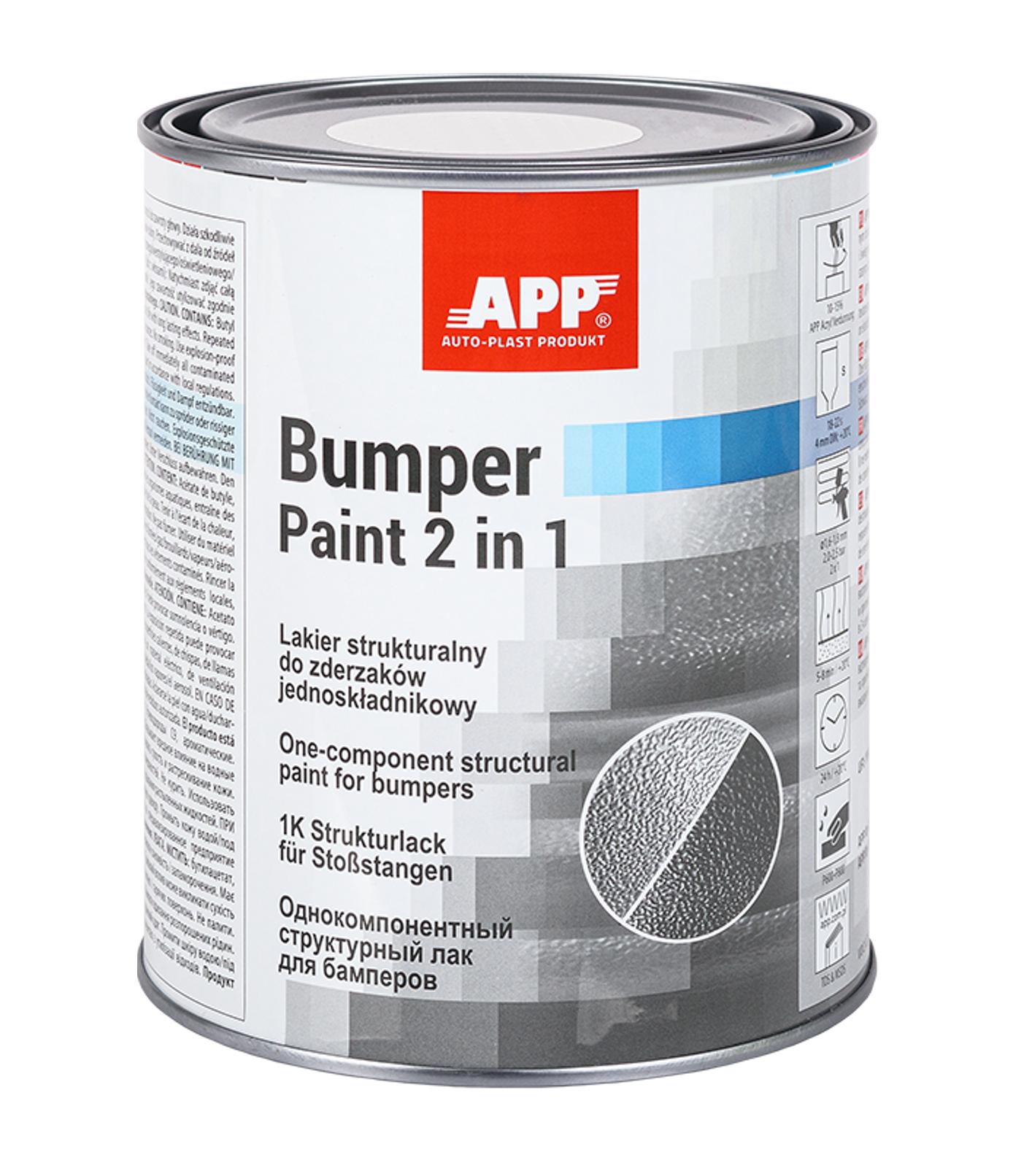APP 020801 Bumper Paint - 1K Strukturlack für Stoßstangen schwarz 1,0 L | Stoßstangenlack black Kräusellack