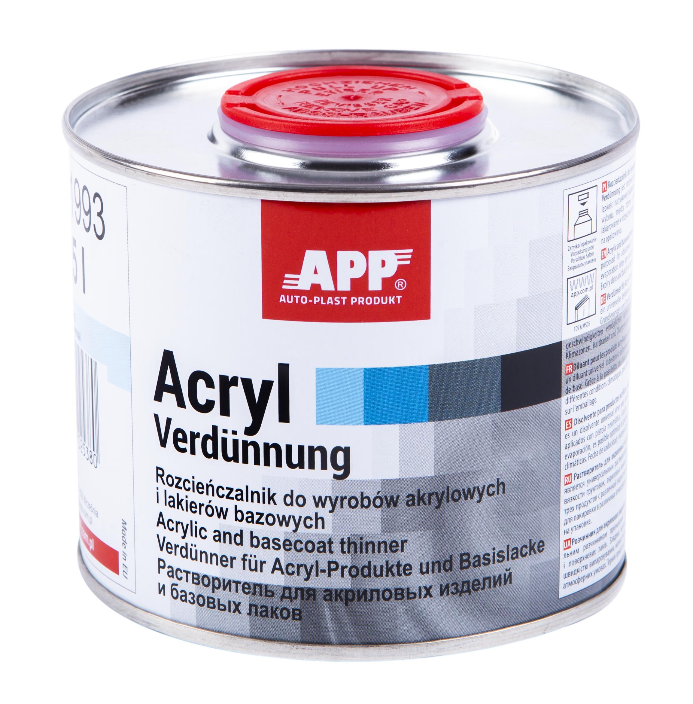 APP 030095 Acryl Verdünnung 1K + 2K AVN normal 0,5 L | Thinner Acryllackverdünnung Autolack Verdünner