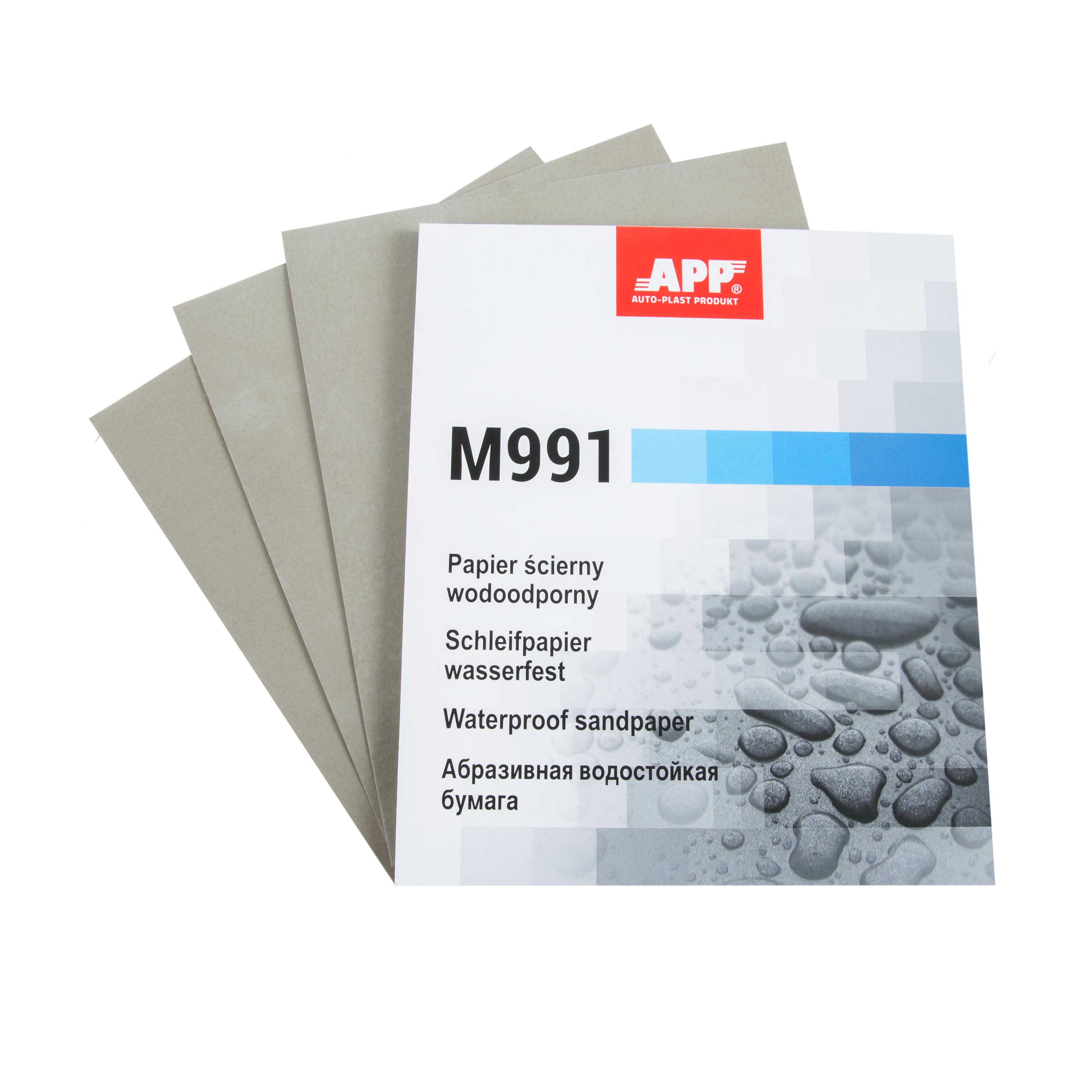 APP 40MW0400 Schleifpapier M991 wasserfest P400 blau 230 mm x 280 mm 50 Stück | Wasserschleifpapier WP waterproof Blätter Sheets