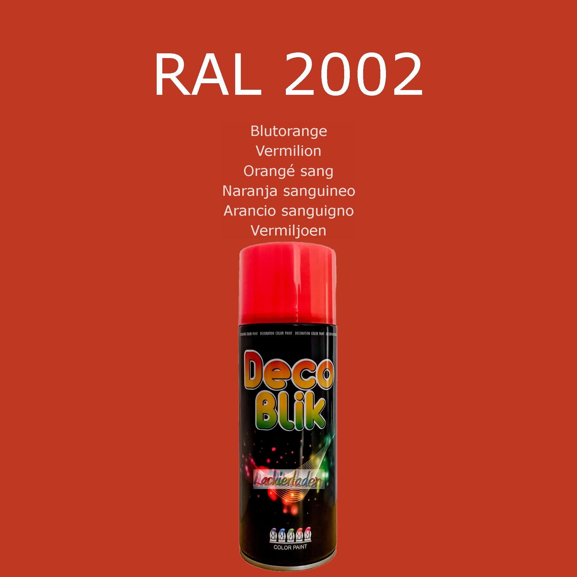 Zollex Decolack Spraydose 400 ml RAL 2002 Blutorange Vermilion Orangé sang Naranja sanguineo Arancio sanguigno Vermiljoen | Dekolack Lackspray Sprüh Dose