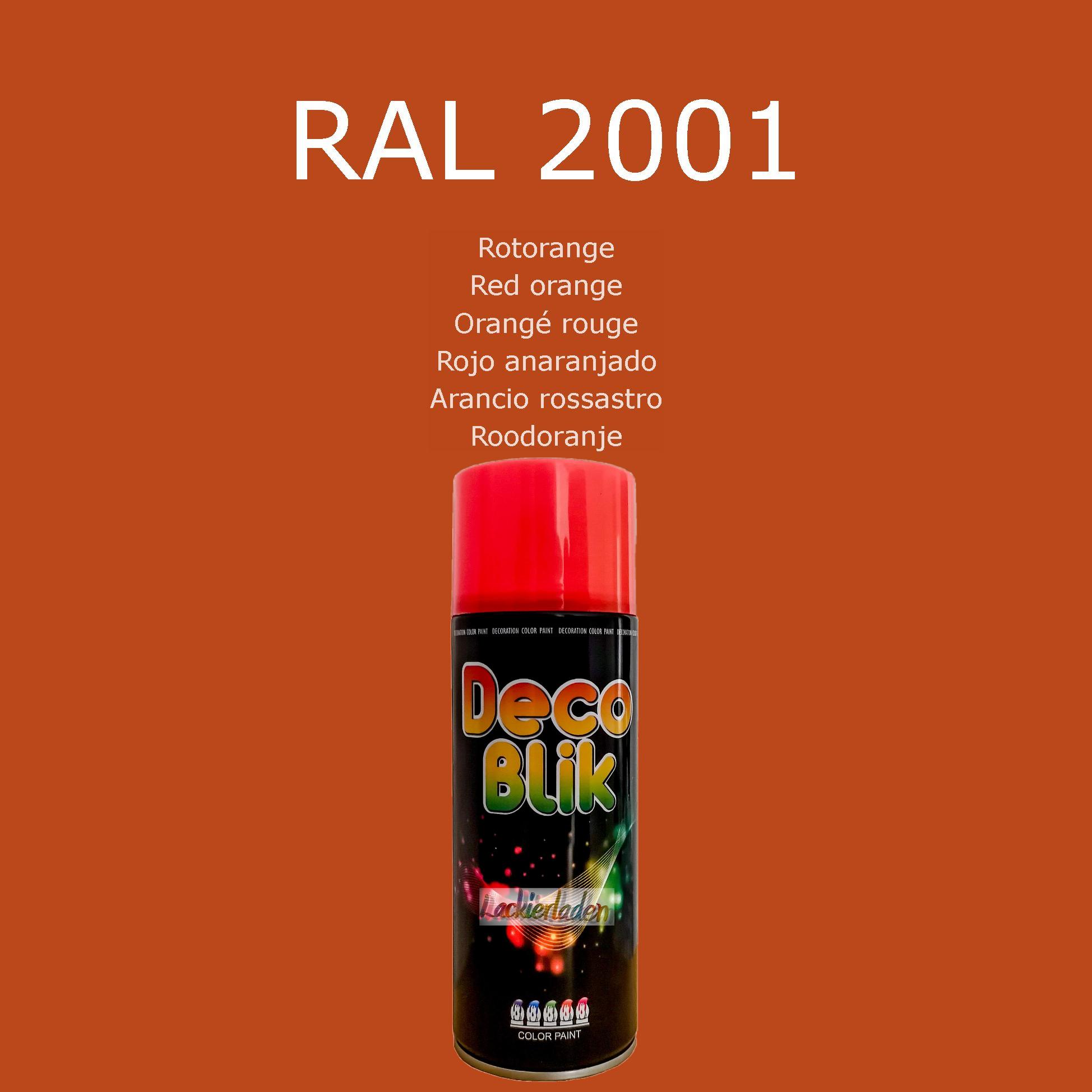 Zollex Decolack Spraydose 400 ml RAL 2001 Rotorange Red orange Orangé rouge Rojo anaranjado Arancio rossastro Roodoranje | Dekolack Lackspray Sprüh Dose